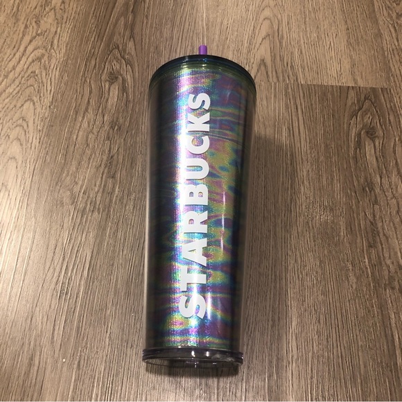 Starbucks Iridescent Oil Slick Cold Cup New Multicolor Venti 24oz 2023 *flaw* - Picture 2 of 6